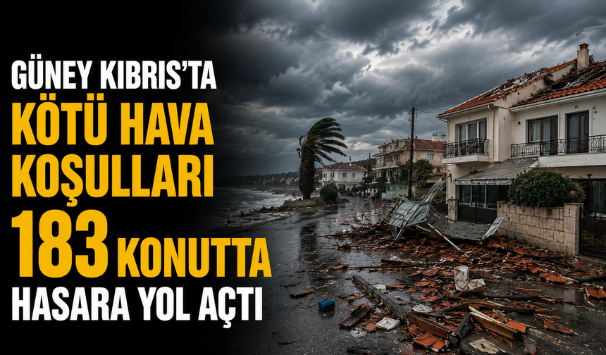 Güney Kıbrıs’ta kötü hava koşulları 183 konutta hasara yol açtı