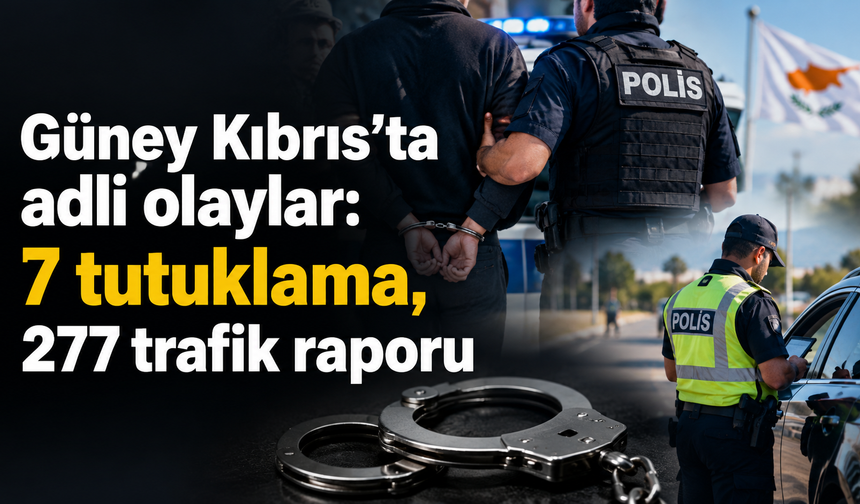 Güney Kıbrıs’ta adli olaylar: 7 tutuklama, 277 trafik raporu