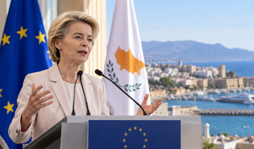 Leyen'den Güney Kıbrıs'a "AB ile Orta Doğu arasındaki hayati köprü" nitelemesi